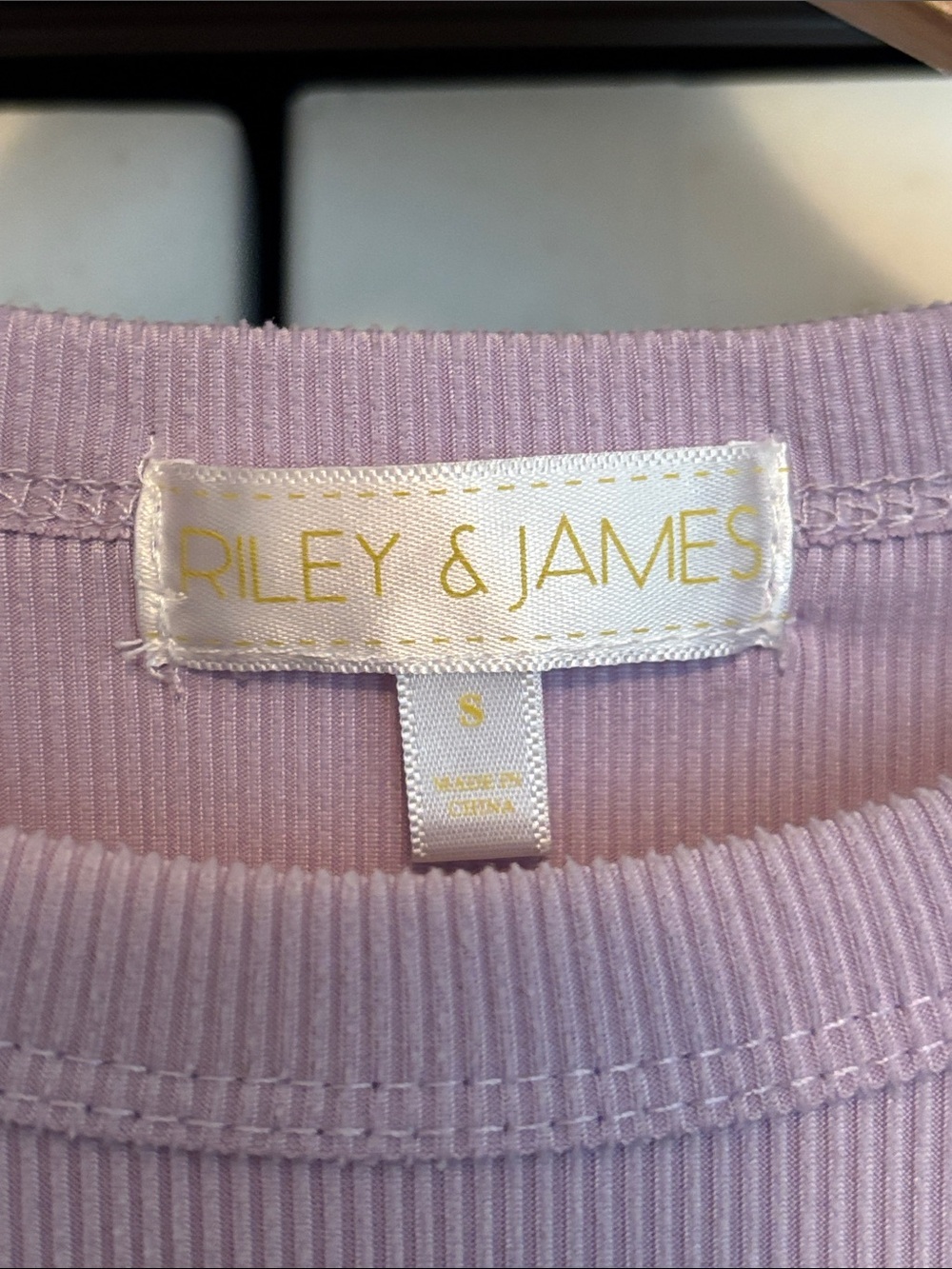 Lavender Ribbed Tee with Rhinestone Script - Picture 2 of 5